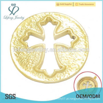 Cheap 22mm liga de ouro banhado a vidro flutuante encantos locket cruz janela jóias placas